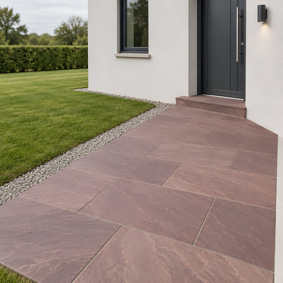 Brown Riven Outdoor Sandstone – Zugangsweg zum Hauseingang