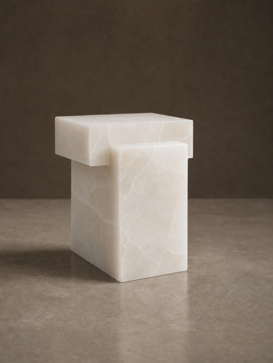Gaia Side Table — White Onyx