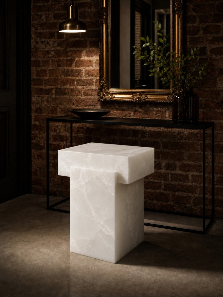 Gaia Side Table — White Onyx