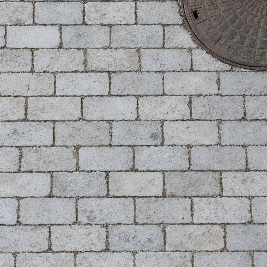 Taj Grey Tumbled Outdoor Limestone – Draufsicht auf Format, Verlegemuster und Fugen